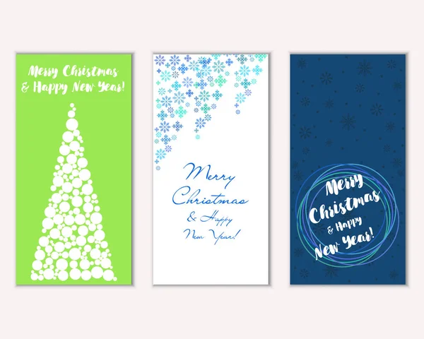 Tarjetas Navidad Coloridas Con Decoraciones Año Nuevo Ilustración Vectorial — Vector de stock