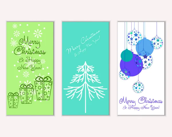 Feliz Navidad Feliz Año Nuevo Tarjetas Felicitación — Vector de stock