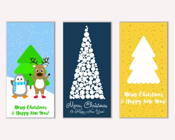 Feliz Natal Feliz Ano Novo Cartões Saudação Ilustração Vetorial — Vetor de Stock