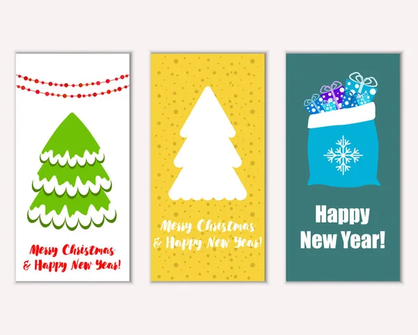 Ilustração Vetorial Feliz Natal Feliz Ano Novo Cartões Saudação — Vetor de Stock
