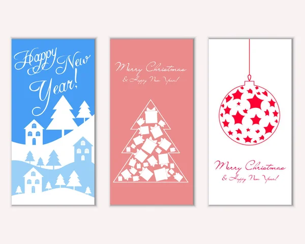 Feliz Navidad Feliz Año Nuevo Tarjetas Felicitación — Vector de stock