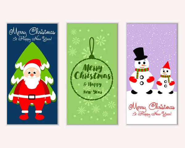 Vector Illustration Merry Christmas Happy New Year Greeting Cards — Stock Vector