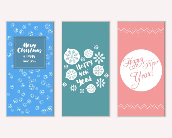 Feliz Navidad Feliz Año Nuevo Tarjetas Felicitación — Vector de stock