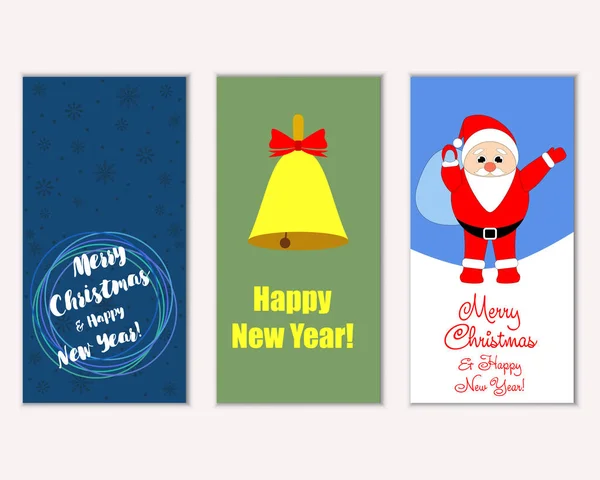 Merry Christmas Happy New Year Greeting Cards — Stock Vector