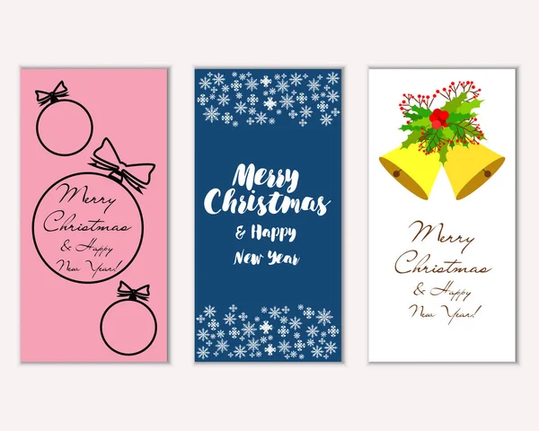 Colorful Christmas Cards New Year Decorations Vector Illustration — Stock Vector