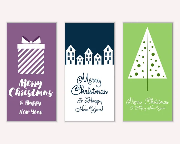 Feliz Navidad Feliz Año Nuevo Tarjetas Felicitación — Vector de stock