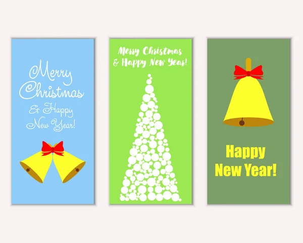 Tarjetas Navidad Coloridas Con Decoraciones Año Nuevo Ilustración Vectorial — Vector de stock