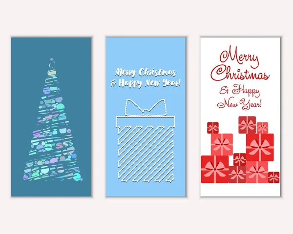 Feliz Navidad Feliz Año Nuevo Tarjetas Felicitación — Vector de stock