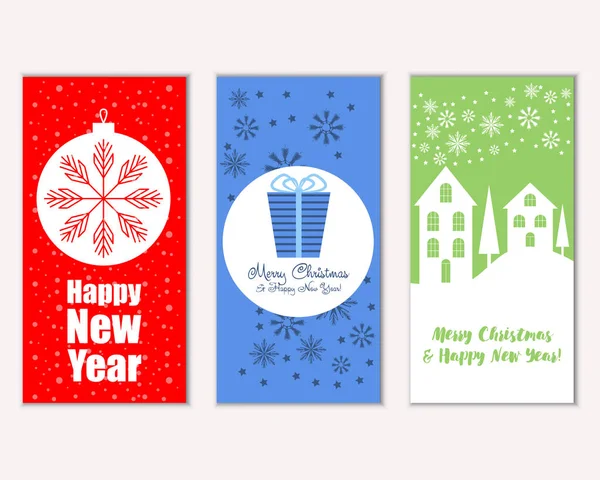 Feliz Navidad Feliz Año Nuevo Tarjetas Felicitación — Vector de stock