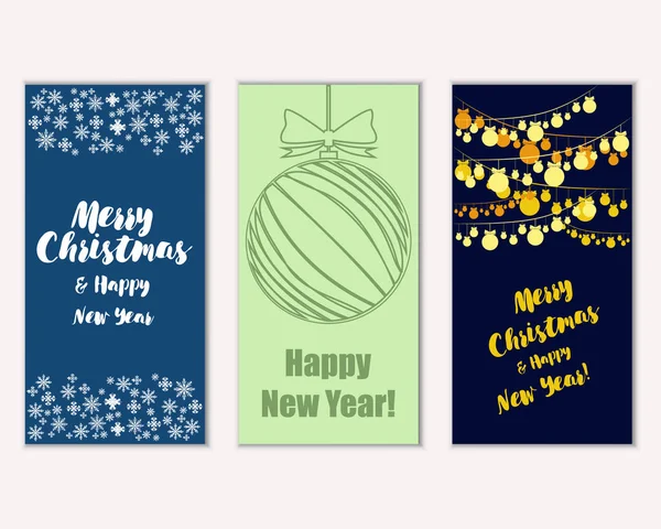 Colorful Christmas Cards New Year Decorations Vector Illustration — Stock Vector