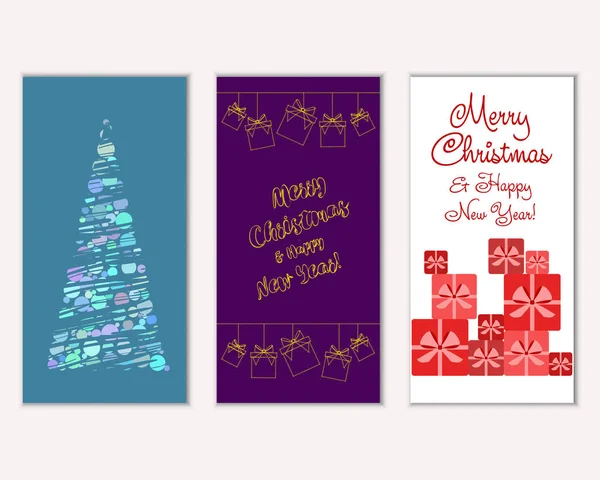 Joyeux Noël Bonne Année Cartes Voeux — Image vectorielle
