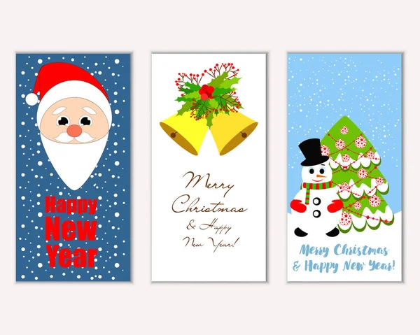 Feliz Navidad Feliz Año Nuevo Tarjetas Felicitación — Vector de stock