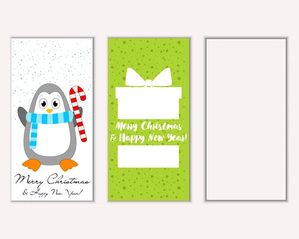 Merry Christmas Happy New Year Greeting Cards Vector Illustration — Stock Vector