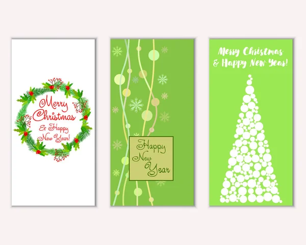 Πολύχρωμες Χριστουγεννιάτικες Κάρτες Νέο Έτος Διακόσμηση Διανυσματικά Εικονογράφηση — Διανυσματικό Αρχείο