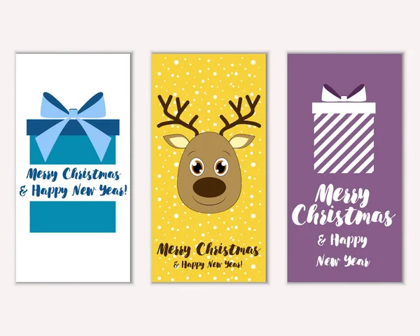 mutlu Noeller ve mutlu yeni yıl tebrik kartları vektör çizim     