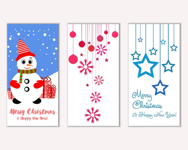 mutlu Noeller ve mutlu yeni yıl tebrik kartları vektör çizim