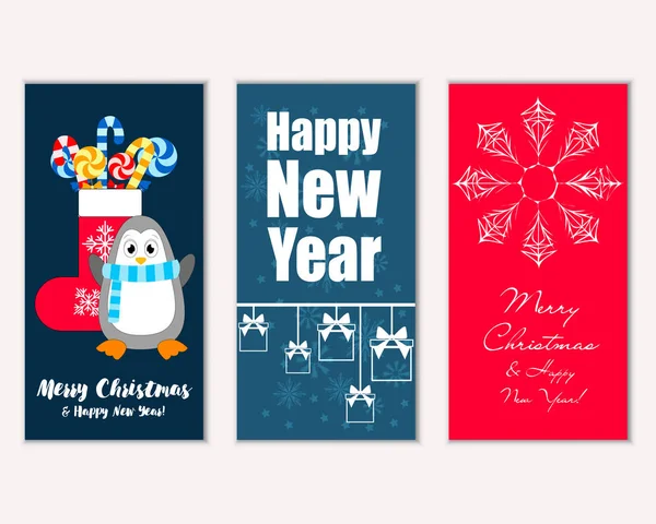 Illustration Vectorielle Des Cartes Vœux Joyeux Noël Bonne Année — Image vectorielle