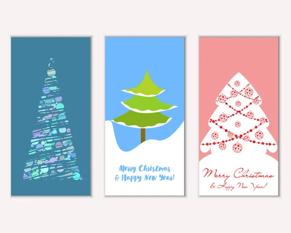 Feliz Navidad Feliz Año Nuevo Tarjetas Felicitación — Vector de stock