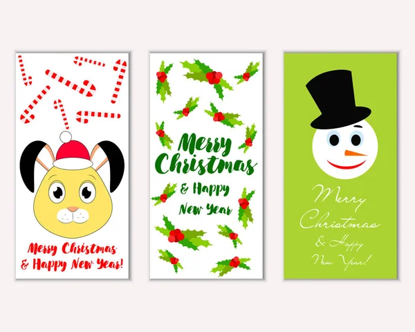 mutlu Noeller ve mutlu yeni yıl tebrik kartları vektör çizim       