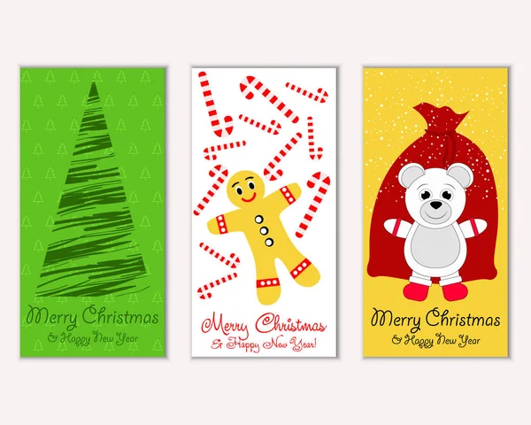 Mutlu Noeller ve mutlu yeni yıl tebrik kartları. Vektör çizim 