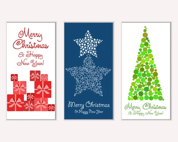 Merry Christmas Happy New Year Greeting Cards Vector Illustration — Stock Vector