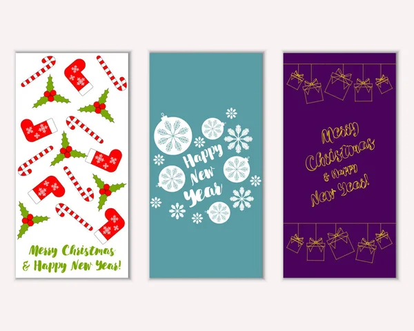 Mutlu Noeller ve mutlu yeni yıl tebrik kartları. Vektör çizim     