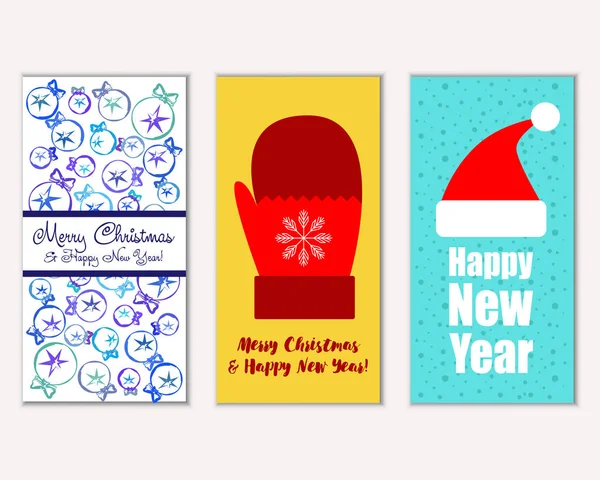 Feliz Navidad Feliz Año Nuevo Tarjetas Felicitación — Archivo Imágenes Vectoriales