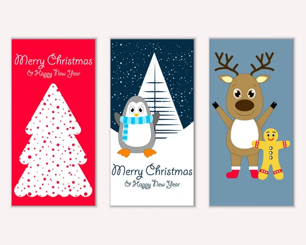 Cartes Noël Colorées Avec Décorations Nouvel Illustration Vectorielle — Image vectorielle