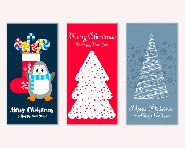 Cartes Noël Colorées Avec Décorations Nouvel Illustration Vectorielle — Image vectorielle