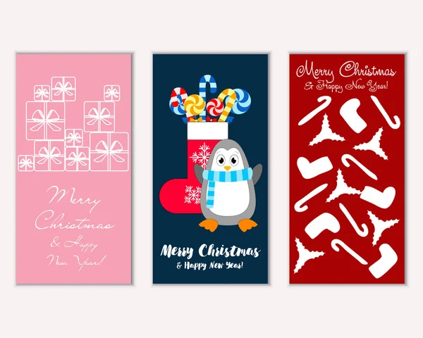 Renkli Noel kartları ile yeni yıl süslemeleri, illüstrasyon vektör