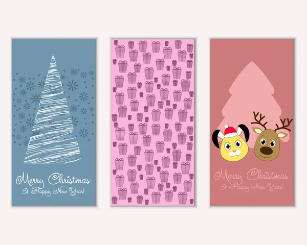 mutlu Noeller ve mutlu yeni yıl tebrik kartları vektör çizim     