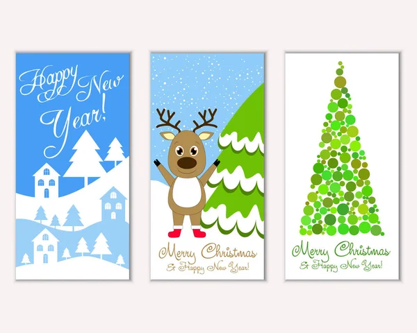 Újévi Dekoráció Színes Karácsonyi Kártyák Vektoros Illusztráció — Stock Vector
