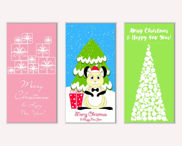 Renkli Noel kartları ile yeni yıl süslemeleri, illüstrasyon vektör