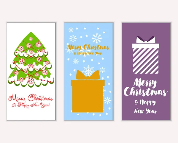 Feliz Navidad Feliz Año Nuevo Tarjetas Felicitación — Vector de stock