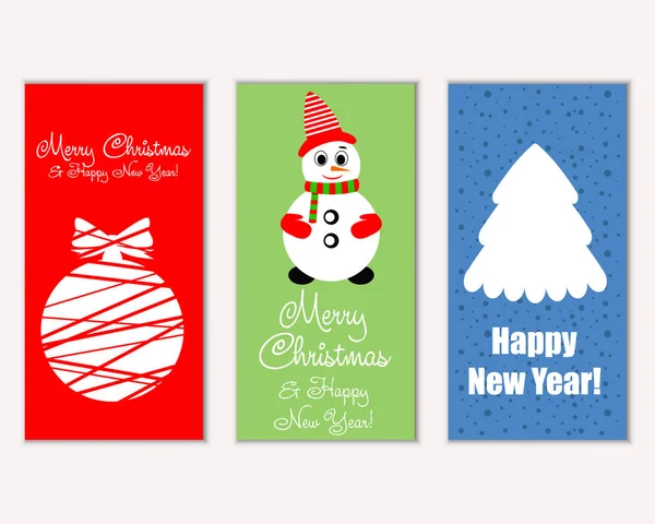 Merry Christmas Happy New Year Greeting Cards — Stock Vector