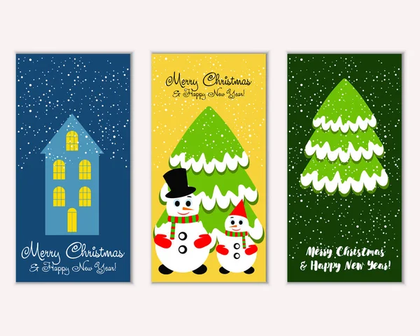 vektör çizim kış tatil tebrik kartları