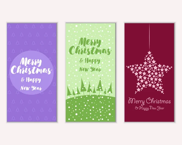 Újévi Dekoráció Színes Karácsonyi Kártyák Vektoros Illusztráció — Stock Vector