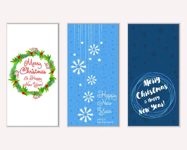 Tarjetas Navidad Coloridas Con Decoraciones Año Nuevo Ilustración Vectorial — Vector de stock