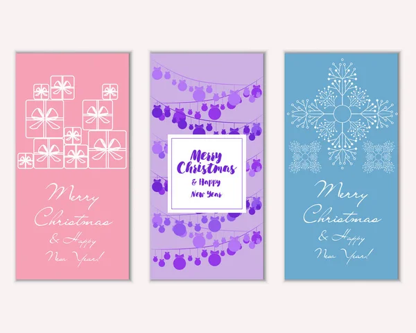 Renkli Noel kartları ile yeni yıl süslemeleri, illüstrasyon vektör