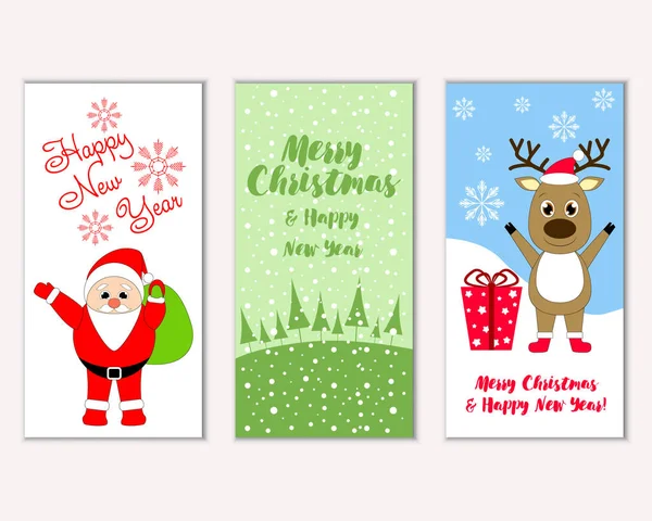 Feliz Navidad Feliz Año Nuevo Tarjetas Felicitación — Vector de stock