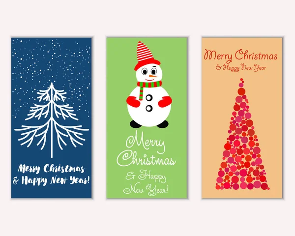 Vector Illustration Merry Christmas Happy New Year Greeting Cards — Stock Vector