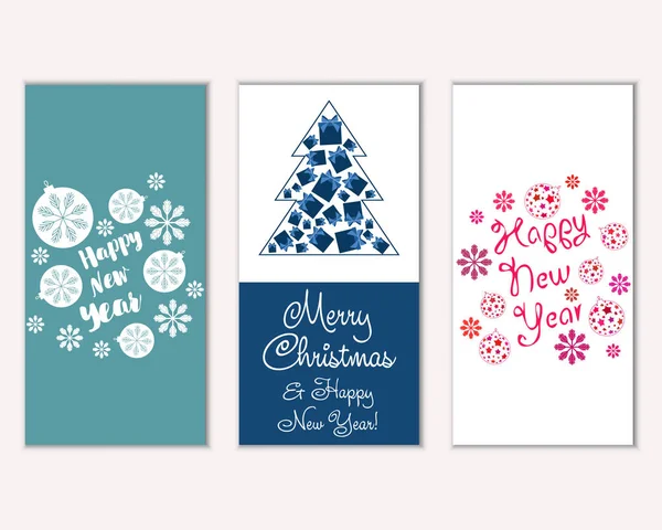 Feliz Navidad Feliz Año Nuevo Tarjetas Felicitación — Vector de stock