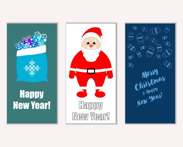 Feliz Navidad Feliz Año Nuevo Tarjetas Felicitación — Vector de stock