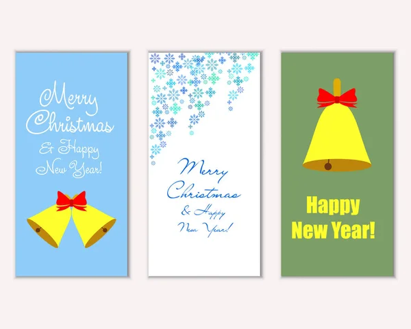 Tarjetas Navidad Coloridas Con Decoraciones Año Nuevo Ilustración Vectorial — Vector de stock