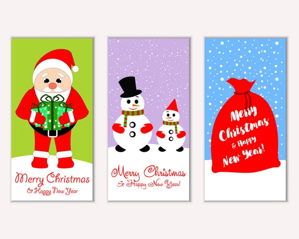 Mutlu Noeller ve mutlu yeni yıl tebrik kartları. Vektör çizim     