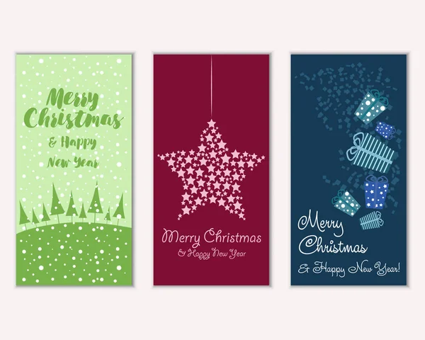 Colorful Christmas Cards New Year Decorations Vector Illustration — Stock Vector