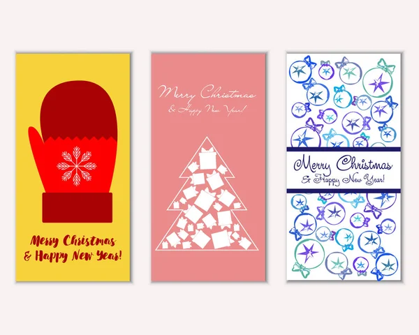 Feliz Navidad Feliz Año Nuevo Tarjetas Felicitación — Vector de stock