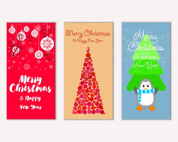 Mutlu Noeller ve mutlu yeni yıl tebrik kartları. Vektör çizim   