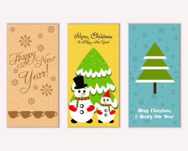 vektör çizim kış tatil tebrik kartları