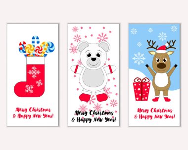 vektör çizim kış tatil tebrik kartları